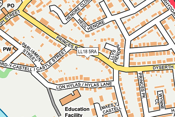 LL18 5RA map - OS OpenMap – Local (Ordnance Survey)