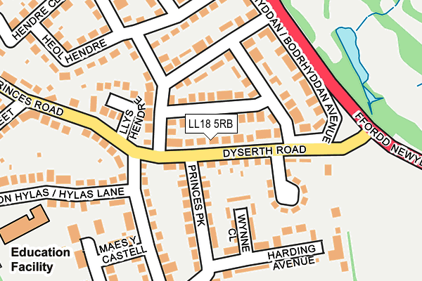 LL18 5RB map - OS OpenMap – Local (Ordnance Survey)