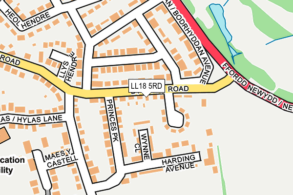 LL18 5RD map - OS OpenMap – Local (Ordnance Survey)