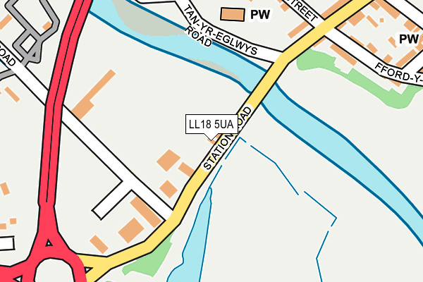 LL18 5UA map - OS OpenMap – Local (Ordnance Survey)