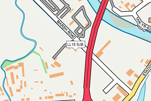 LL18 5UB map - OS OpenMap – Local (Ordnance Survey)