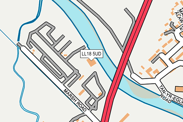LL18 5UD map - OS OpenMap – Local (Ordnance Survey)