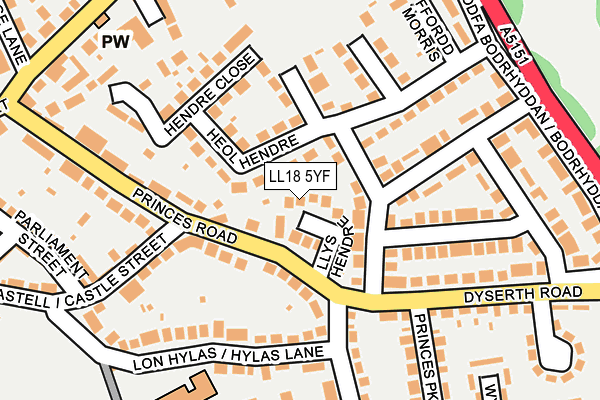 LL18 5YF map - OS OpenMap – Local (Ordnance Survey)