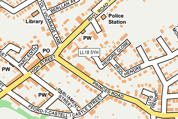 LL18 5YH map - OS OpenMap – Local (Ordnance Survey)