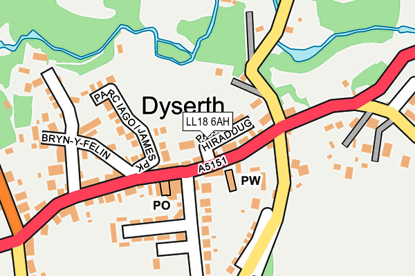 LL18 6AH map - OS OpenMap – Local (Ordnance Survey)