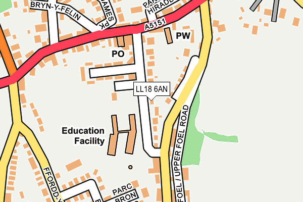 LL18 6AN map - OS OpenMap – Local (Ordnance Survey)