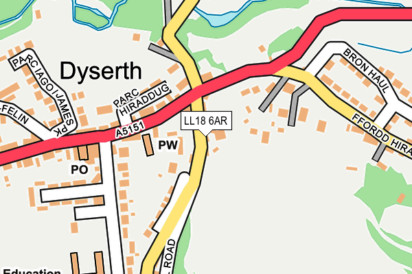 LL18 6AR map - OS OpenMap – Local (Ordnance Survey)