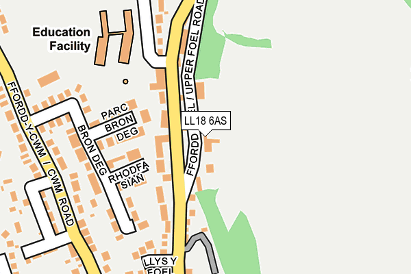 LL18 6AS map - OS OpenMap – Local (Ordnance Survey)