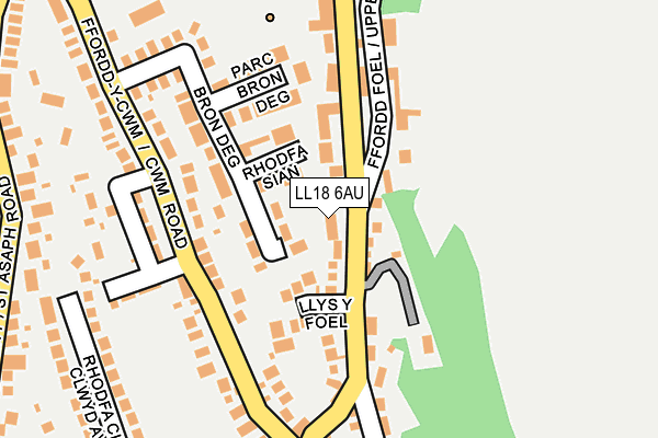 LL18 6AU map - OS OpenMap – Local (Ordnance Survey)