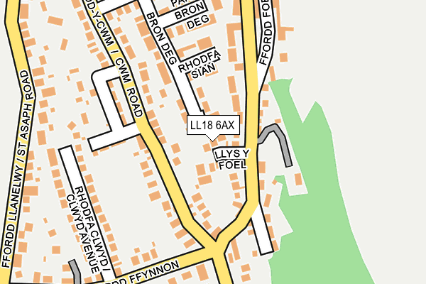 LL18 6AX map - OS OpenMap – Local (Ordnance Survey)