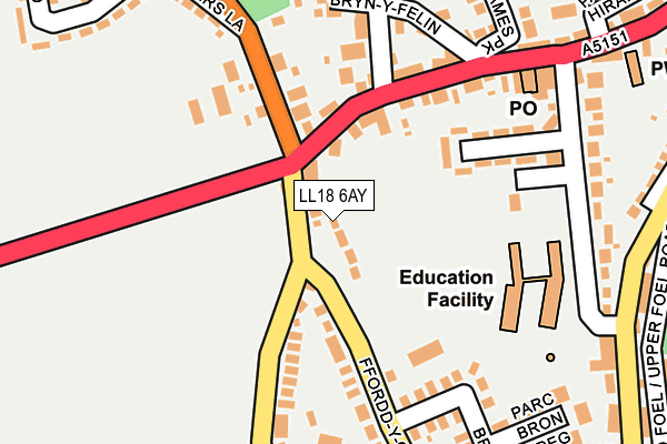 LL18 6AY map - OS OpenMap – Local (Ordnance Survey)
