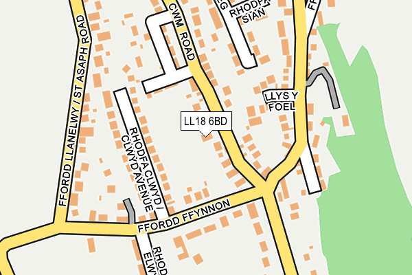 LL18 6BD map - OS OpenMap – Local (Ordnance Survey)