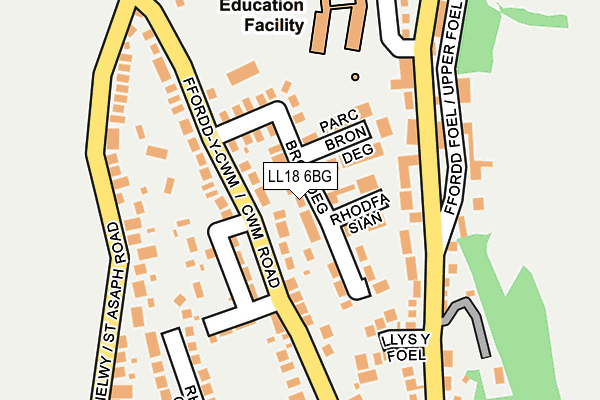 LL18 6BG map - OS OpenMap – Local (Ordnance Survey)