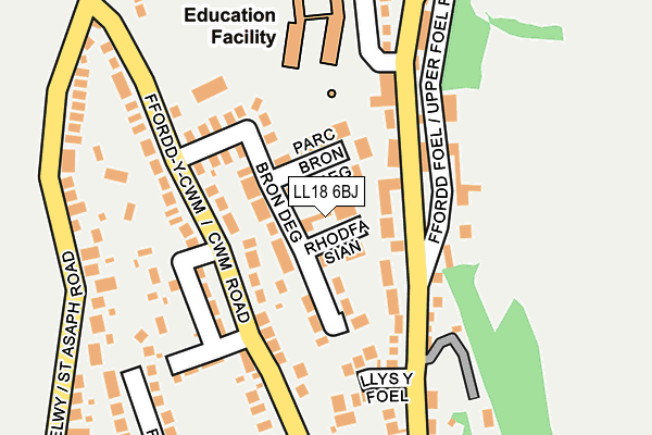 LL18 6BJ map - OS OpenMap – Local (Ordnance Survey)
