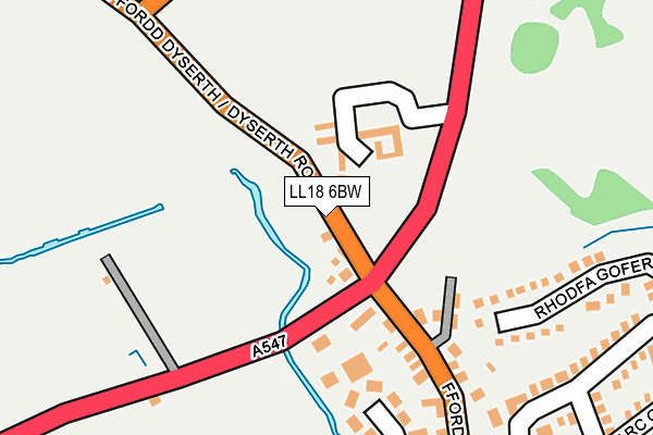 LL18 6BW map - OS OpenMap – Local (Ordnance Survey)