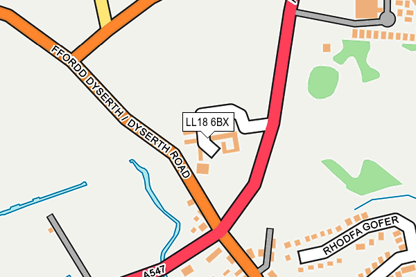 LL18 6BX map - OS OpenMap – Local (Ordnance Survey)