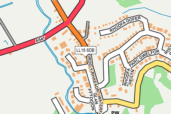LL18 6DB map - OS OpenMap – Local (Ordnance Survey)