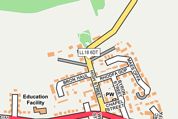LL18 6DT map - OS OpenMap – Local (Ordnance Survey)