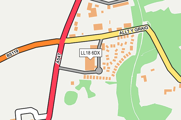 LL18 6DX map - OS OpenMap – Local (Ordnance Survey)