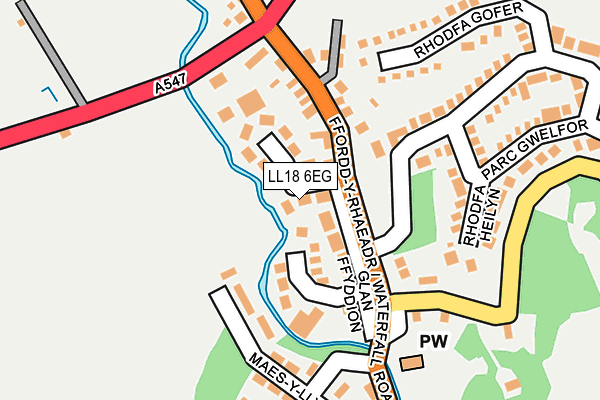 LL18 6EG map - OS OpenMap – Local (Ordnance Survey)