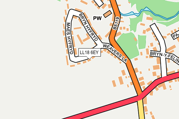 LL18 6EY map - OS OpenMap – Local (Ordnance Survey)