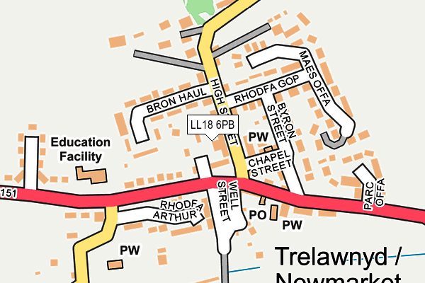 LL18 6PB map - OS OpenMap – Local (Ordnance Survey)