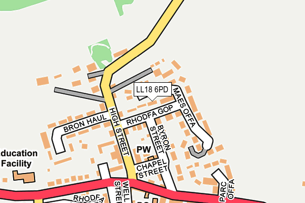 LL18 6PD map - OS OpenMap – Local (Ordnance Survey)