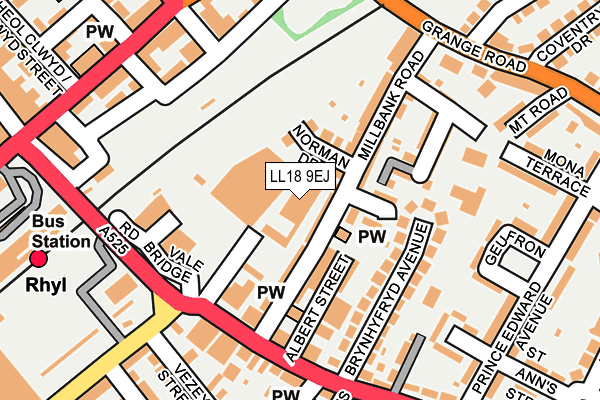 LL18 9EJ map - OS OpenMap – Local (Ordnance Survey)