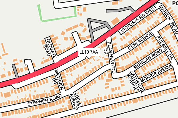 LL19 7AA map - OS OpenMap – Local (Ordnance Survey)