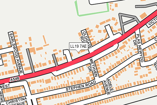 LL19 7AE map - OS OpenMap – Local (Ordnance Survey)