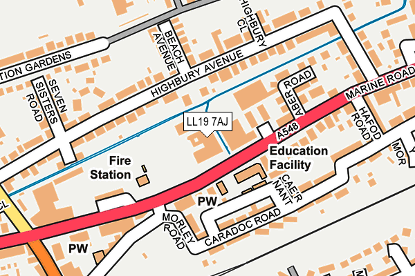 LL19 7AJ map - OS OpenMap – Local (Ordnance Survey)