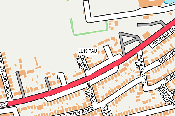 LL19 7AU map - OS OpenMap – Local (Ordnance Survey)