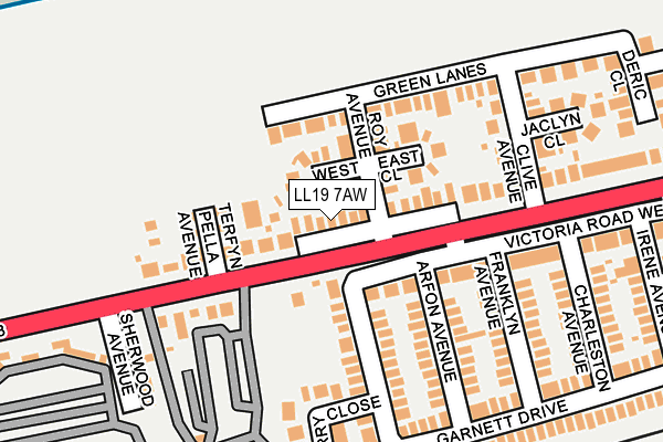 LL19 7AW map - OS OpenMap – Local (Ordnance Survey)