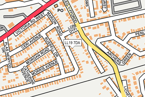 LL19 7DA map - OS OpenMap – Local (Ordnance Survey)