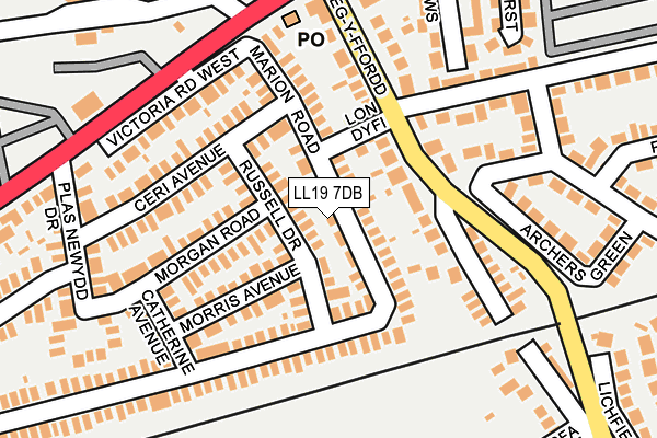 LL19 7DB map - OS OpenMap – Local (Ordnance Survey)