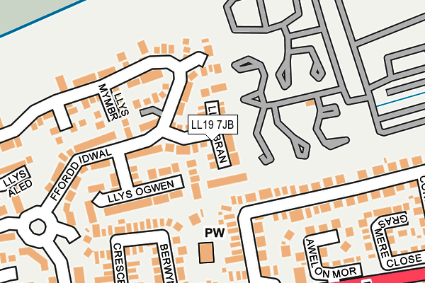 LL19 7JB map - OS OpenMap – Local (Ordnance Survey)