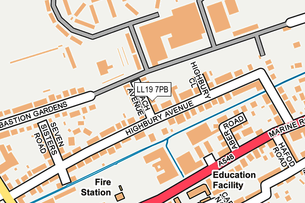 LL19 7PB map - OS OpenMap – Local (Ordnance Survey)