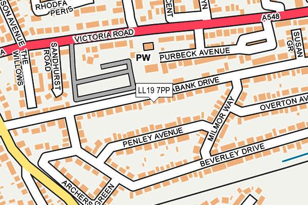 LL19 7PP map - OS OpenMap – Local (Ordnance Survey)