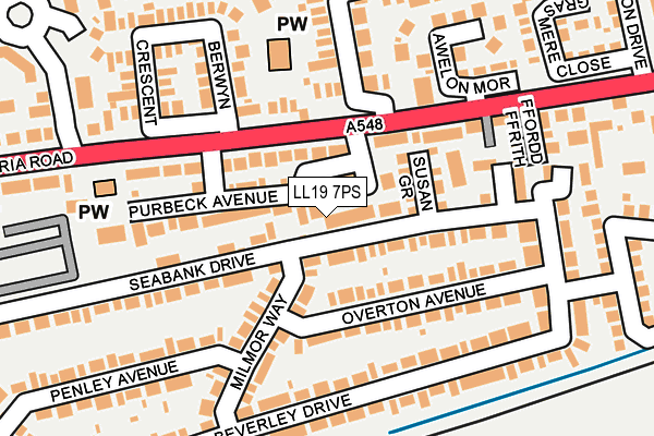 LL19 7PS map - OS OpenMap – Local (Ordnance Survey)