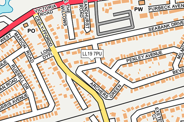 LL19 7PU map - OS OpenMap – Local (Ordnance Survey)