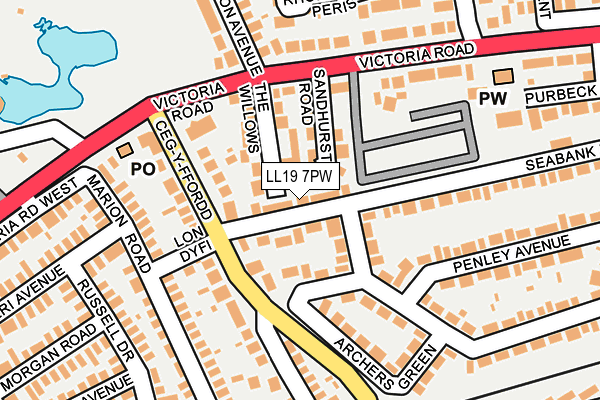 LL19 7PW map - OS OpenMap – Local (Ordnance Survey)
