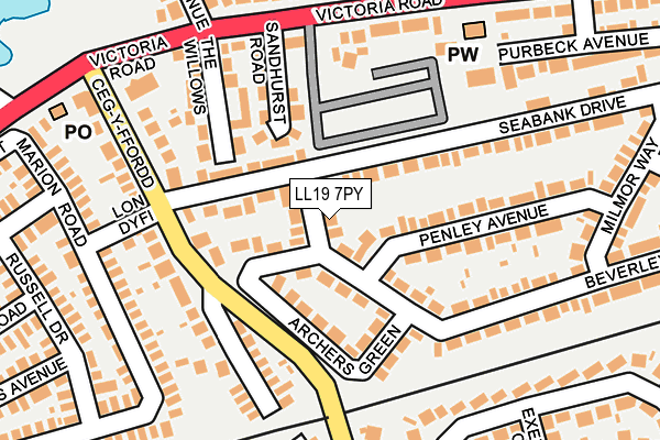 LL19 7PY map - OS OpenMap – Local (Ordnance Survey)