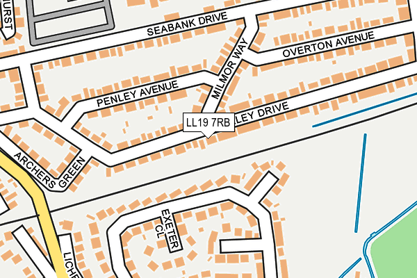 LL19 7RB map - OS OpenMap – Local (Ordnance Survey)