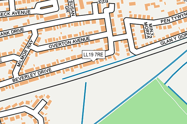 LL19 7RE map - OS OpenMap – Local (Ordnance Survey)