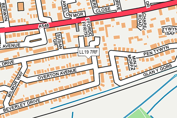 LL19 7RF map - OS OpenMap – Local (Ordnance Survey)