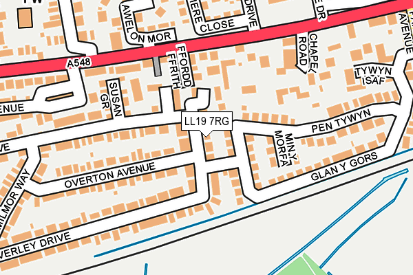 LL19 7RG map - OS OpenMap – Local (Ordnance Survey)