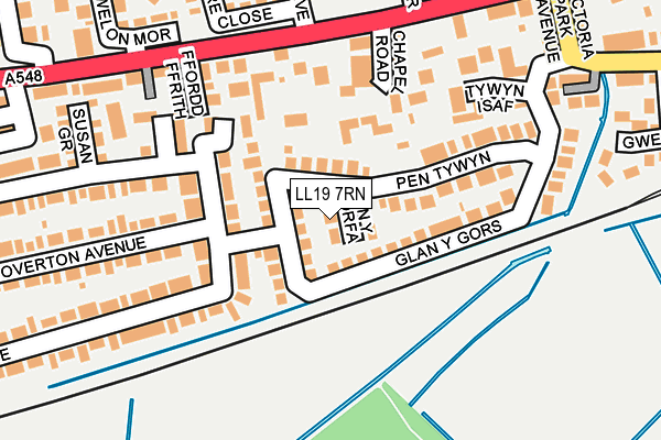 LL19 7RN map - OS OpenMap – Local (Ordnance Survey)