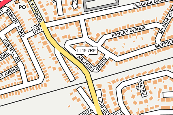 LL19 7RP map - OS OpenMap – Local (Ordnance Survey)