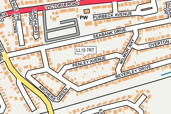 LL19 7RT map - OS OpenMap – Local (Ordnance Survey)