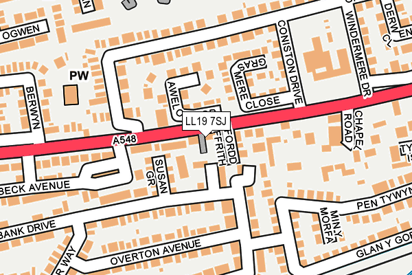 LL19 7SJ map - OS OpenMap – Local (Ordnance Survey)
